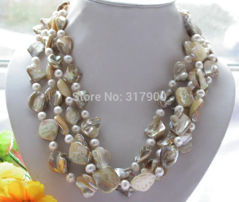 Комплект из колье и серёг красивое круглое жемчужное ожерелье с белыми