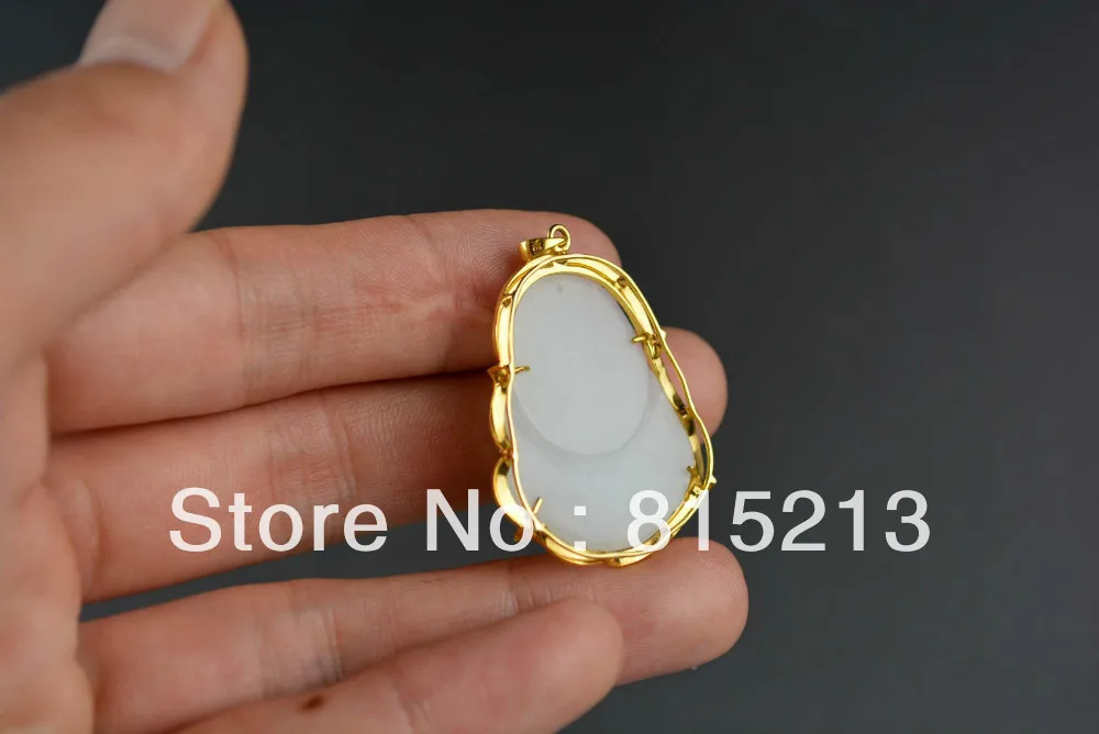 Ожерелье с подвеской N579 24 каратное золото настоящий белый нефрит|pendant set|pendant