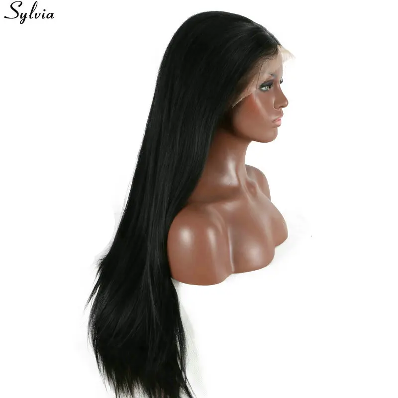 Прямой парик silvia 1b # Yaki синтетические парики на сетке спереди термостойкие волосы