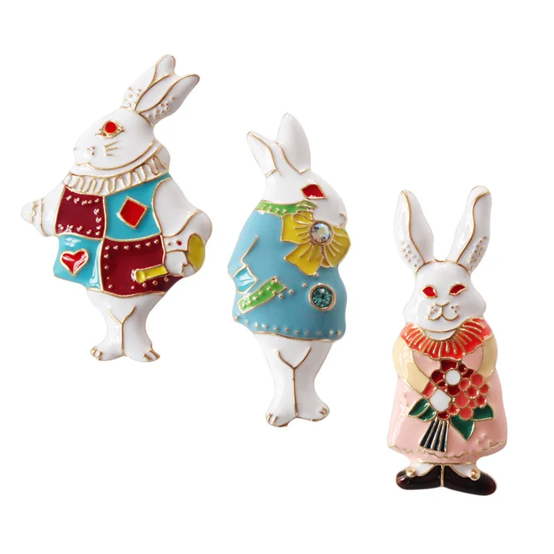 Металлические эмалированные Броши Mr Miss Rabbit Алиса в стране чудес Значки для