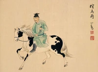 frameless paintings scenery portrait traditional chinese style canvas painting horse riding masterpiece reprouction