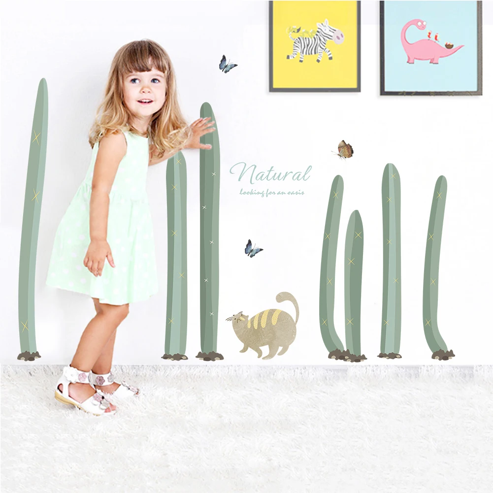 Настенная Наклейка с изображением кактуса и растений украшение для детской