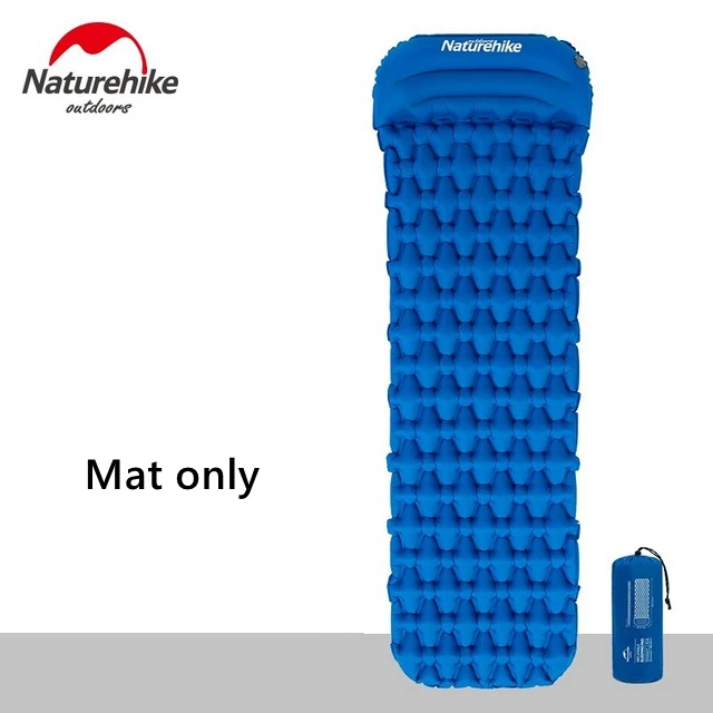 Blue mat only Naturehike спальный коврик с подушкой Ручной пресс надувной кемпинг матрас сверхлегкий открытый туристические палатки коврики - Цвет: Blue mat only