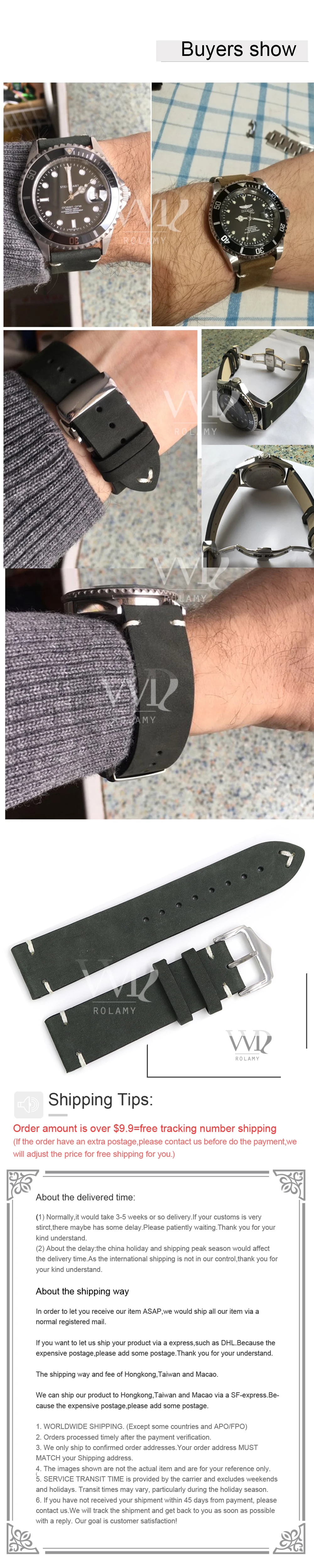 Rolamy Смотреть Band 20 22 24 мм кожаный ремешок для часов Rolex Omega Submariner Daytona Panerai коровьей замши черный Винтаж часы ремень