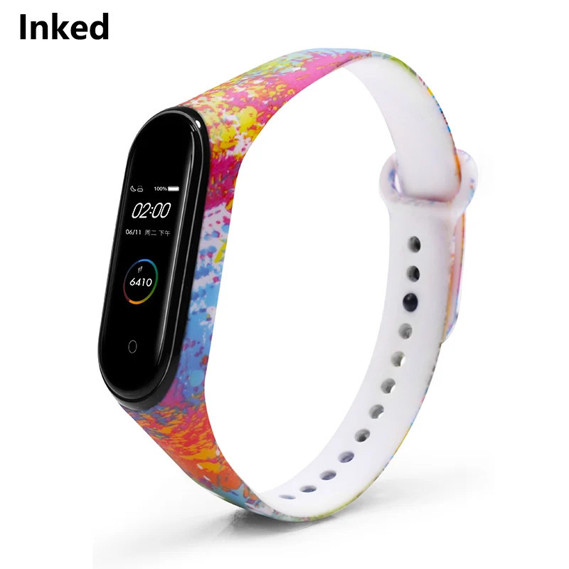 Inked BOORUI Универсальный Miband 3 4 ремешок pulsera inteligente ремешок для xiaomi mi3 mi4 смарт-браслеты с разнообразными цветами - Цвет: Inked