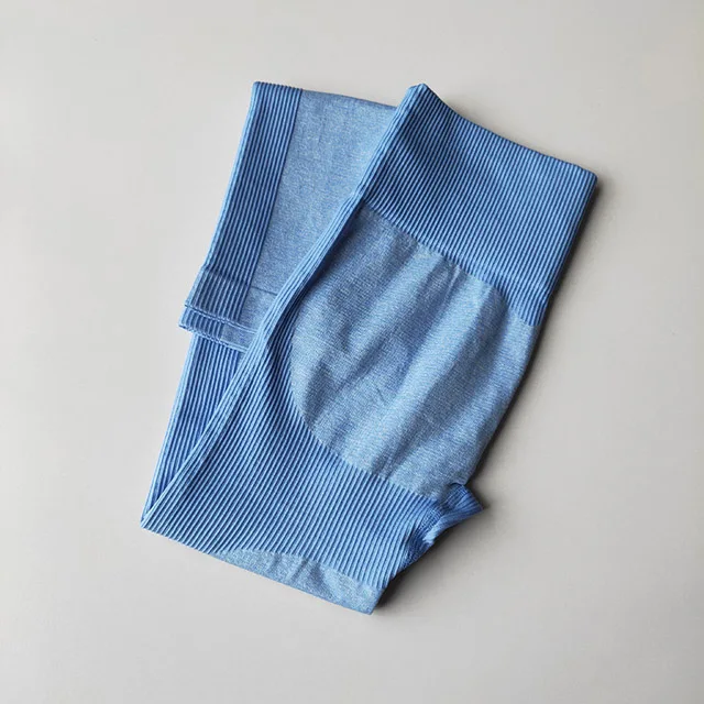Blue pants 2 шт./компл., бесшовный комплект для йоги, женский спортивный бюстгальтер для фитнеса, топы+ с высокой талией, из лоскутов, леггинсы для тренировок, спортивные штаны, спортивный костюм - Цвет: Blue pants