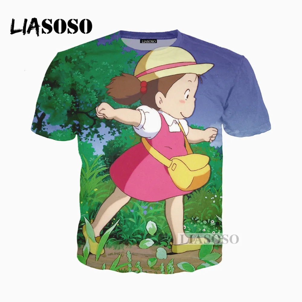 LIASOSO 2018 Забавный 3D принт для женщин и мужчин милый мультфильм Тоторо футболка