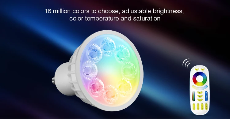 

MiLight AC110V 220V 4W Led Bulb Dimmable MR16 GU10 RGB+CCT Spotlight Indoor Decoration use with 2.4G Wireless RF LED Remote wifi