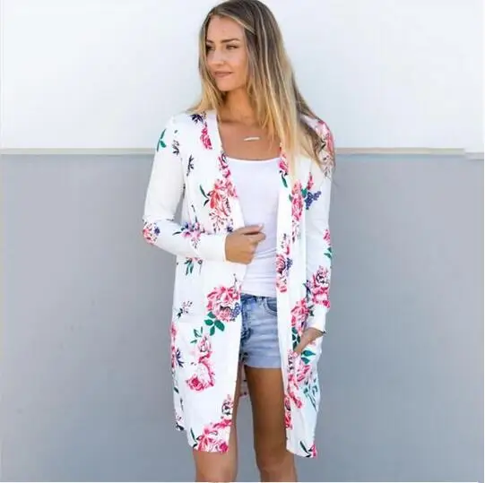 Женская куртка на AliExpress 2019 Европейская мода кардиган с цветочным принтом длинное