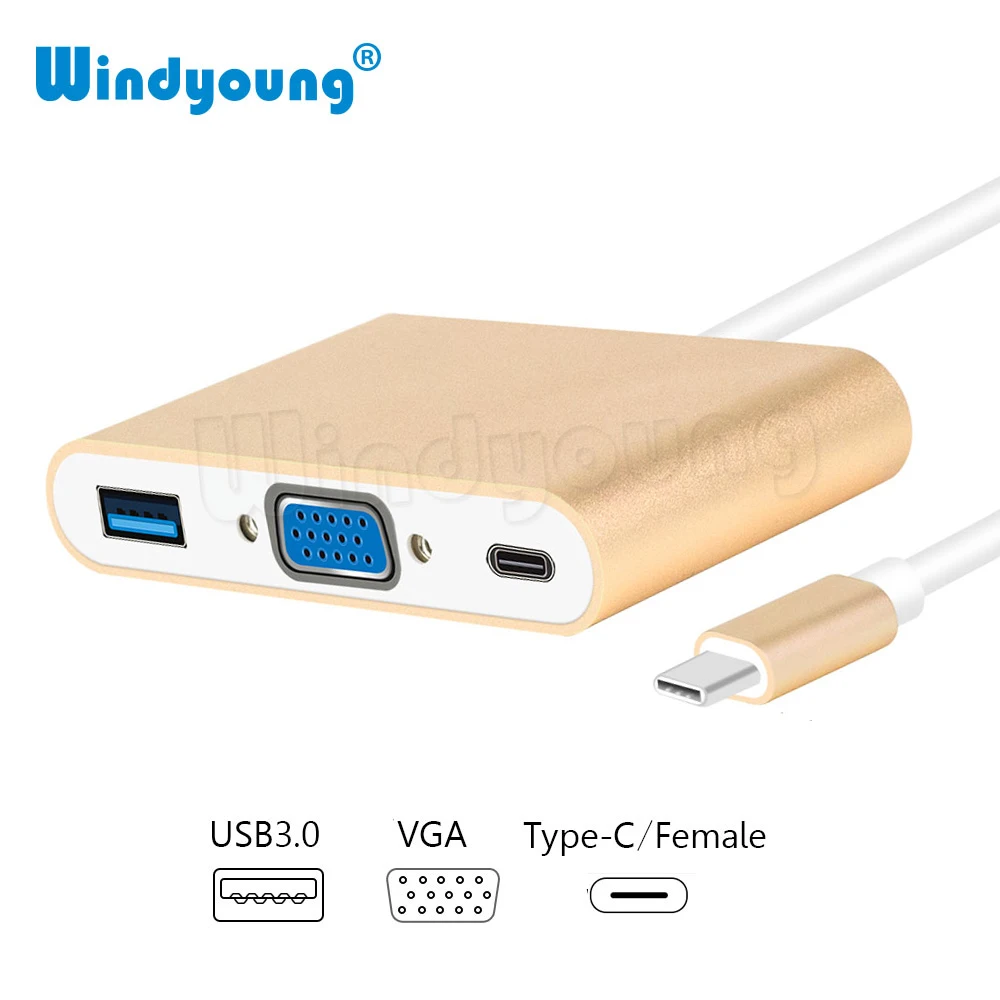 VGA адаптер USB C к 3 0 сплиттер 1 Тип для Macbook Pro Google ChromeBook USB-C Hub | Компьютеры и офис