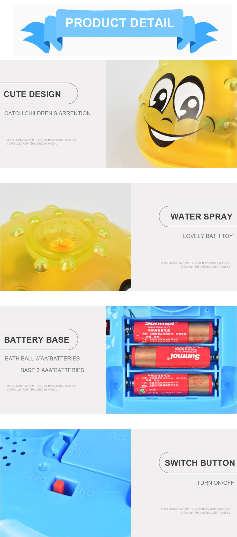 Electric Inductive Water Spray Tool Toy Ball with Light Music Bathroom Bathtub Swim Baby Bath Toys for Toddler Infant Children