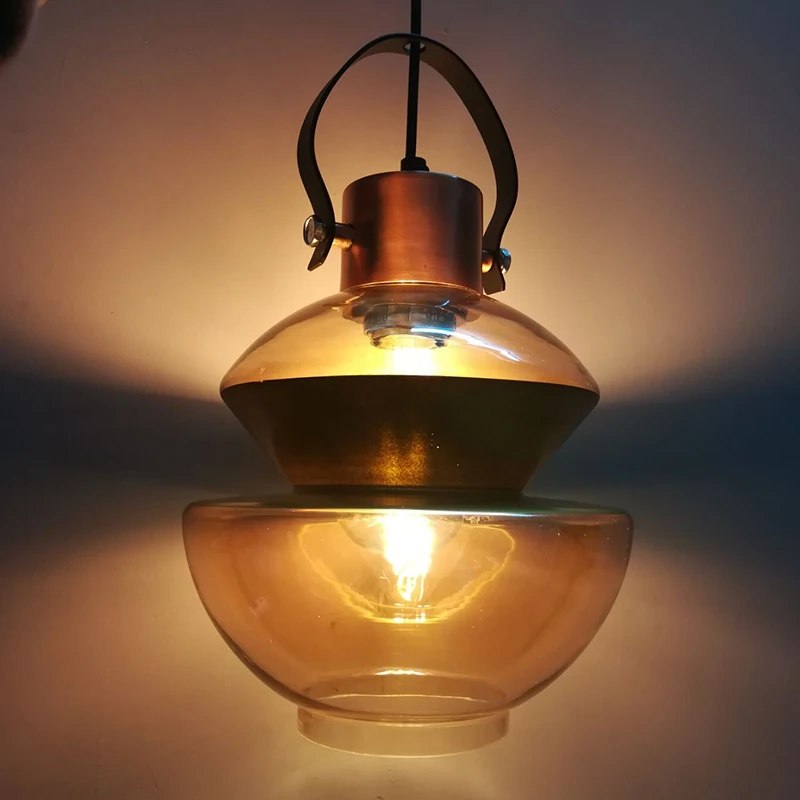 Современный промышленный стеклянный подвесной светильник E27 LED для гостиной