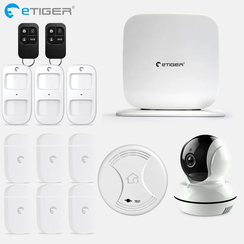 ETiger Беспроводная Secual Box Wi-Fi/GSM сигнализация умный дом с PIR датчиком движения IP wifi