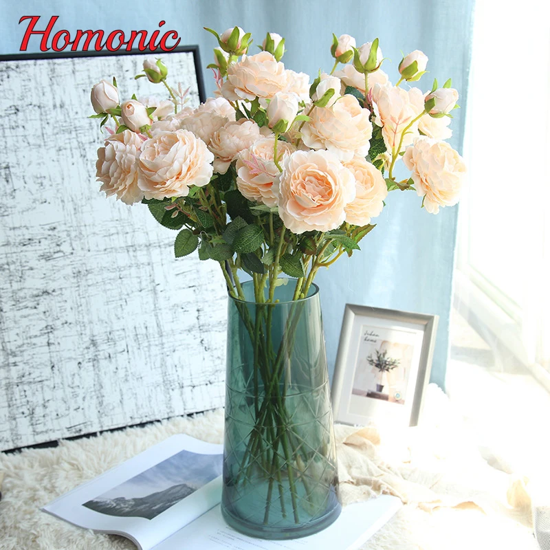 3 головки искусственный Западная Роза Ranunculus Романтический шелковые цветы