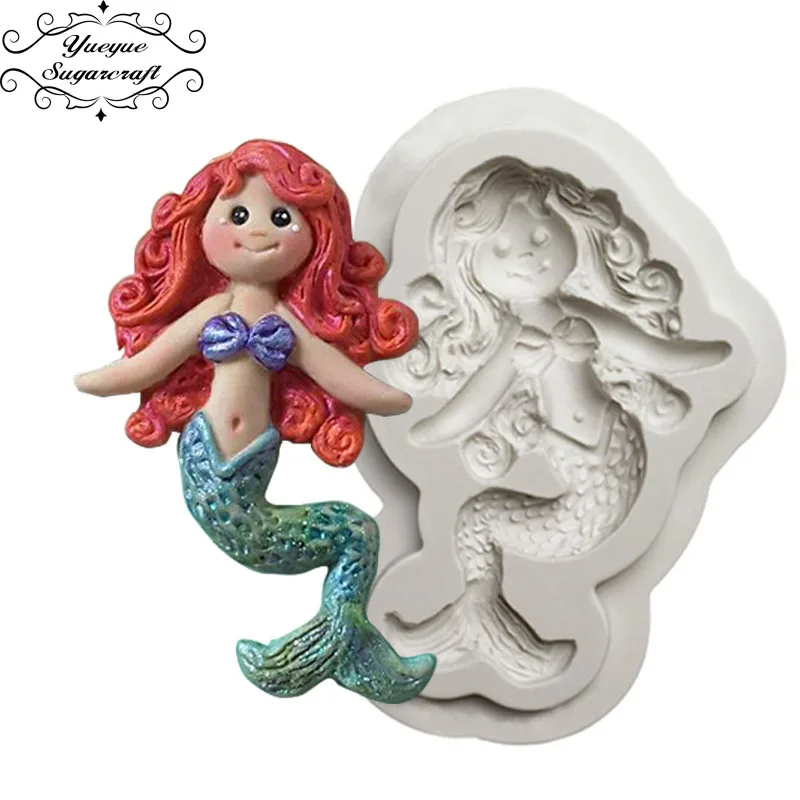 Yueyue Sugarcraft Mermaid Silicone mold fondant cake decorating tools chocolate mould | Дом и сад