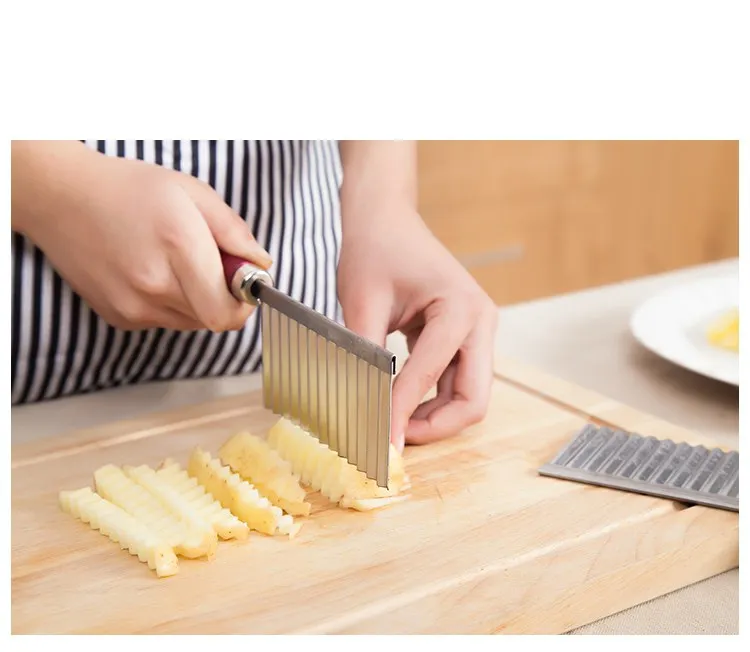 Картофельный гофрированный нож пластиковая ручка из нержавеющей стали