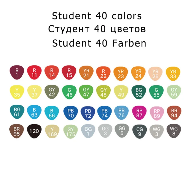 Student 40 colors TOUCHNEW 30/40/60/80/168 Цвета эскиз Маркеры Ручка на спиртовой основе маркер-Кисточка Комплект лучше всего подходит для рисования манга анимация товары для рукоделия - Цвет: Student 40 colors