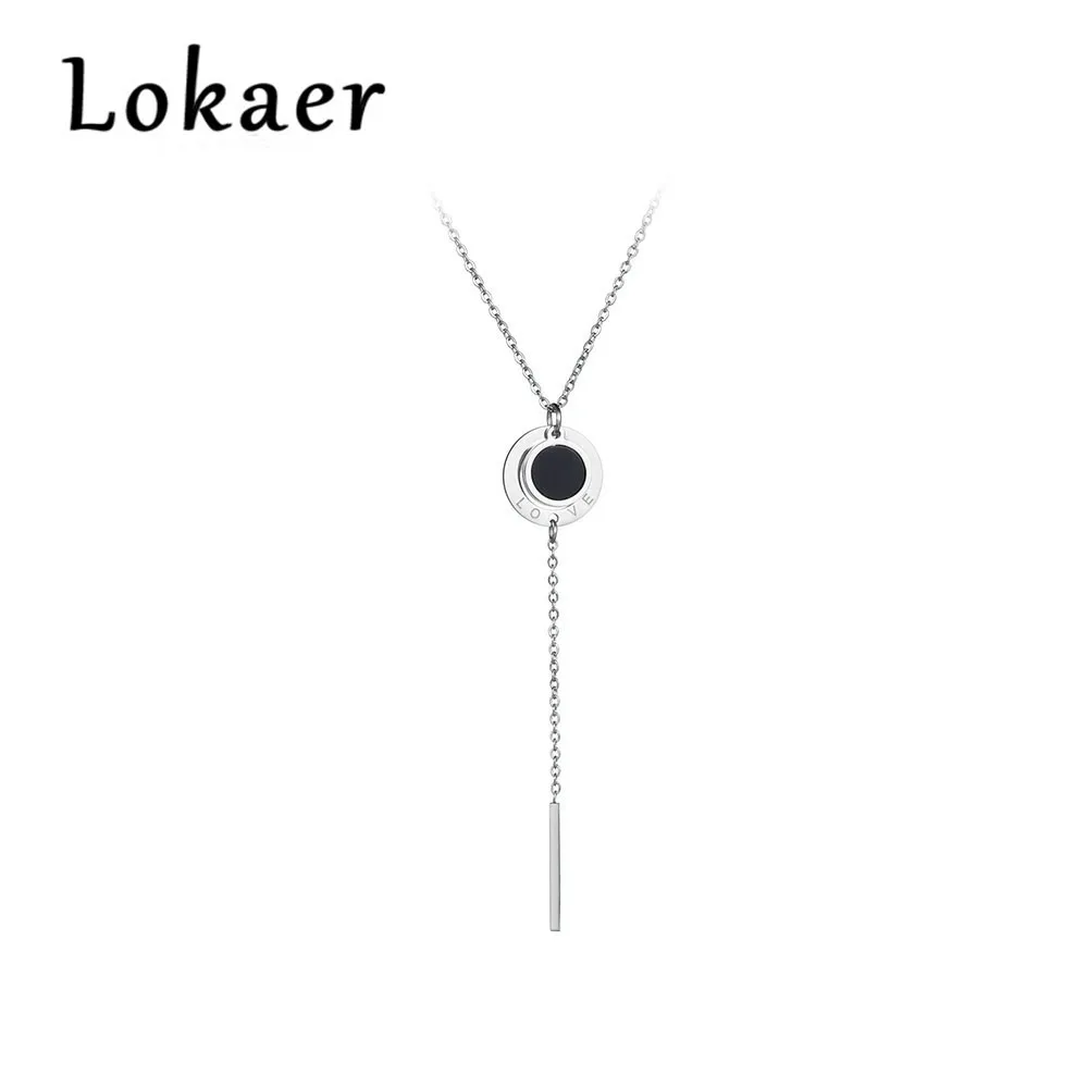 Lokaer 316L нержавеющая сталь любовь кисточкой кулон ожерелье s ювелирные изделия роскошное розовое золото цвет ожерелье с раковинами для женщин N17047 - Окраска металла: Silver Color