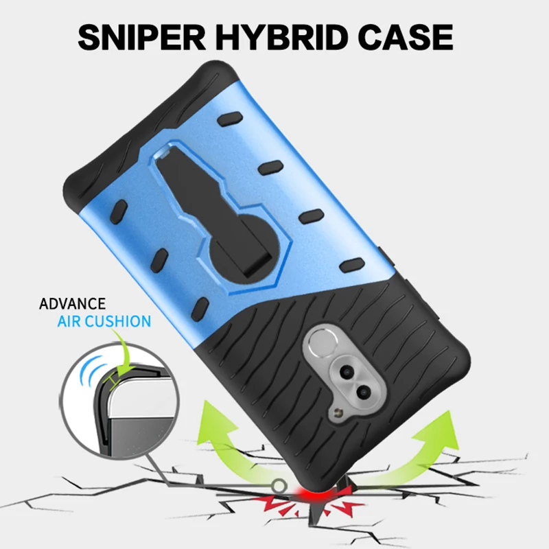 Thouport Case For Huawei Honor 6X / GR5 2017 Silicone Shockproof Rotate Kickstand back covers Mate 9 lite Cover |