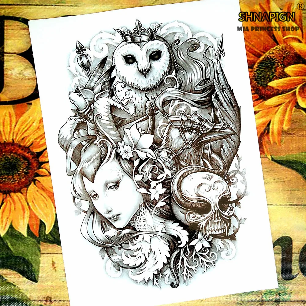 Временная татуировка Красавица и Чудовище боди арт флеш тату наклейка s 12*20 см