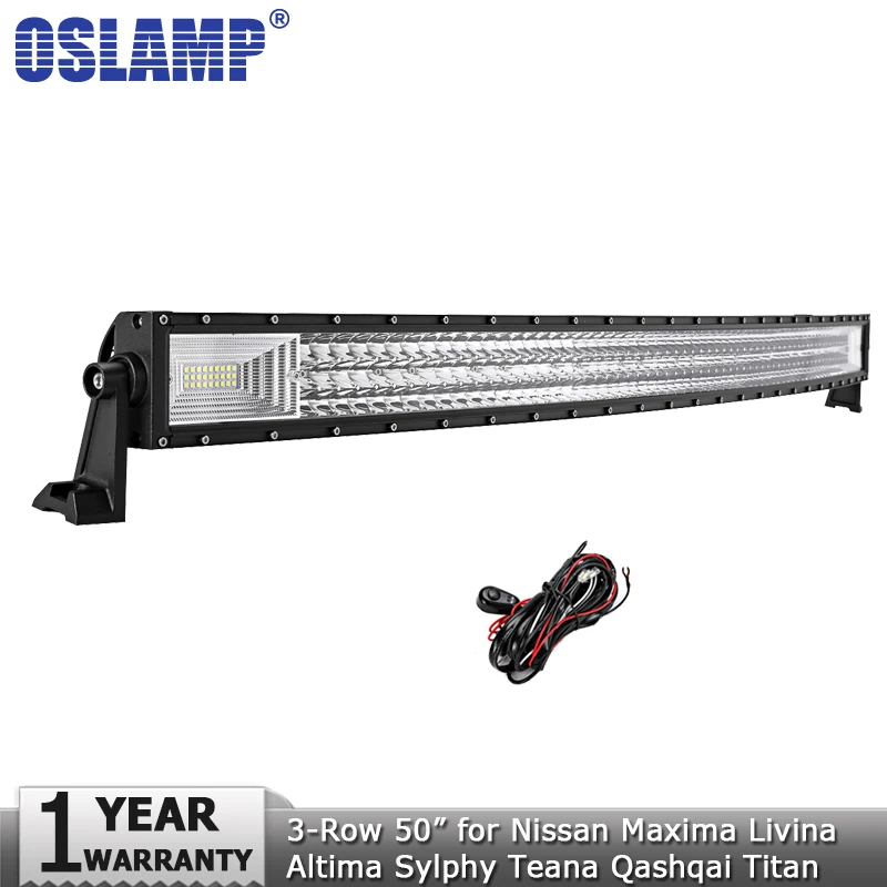 Oslamp 3 рядный 702 W изогнутые 50 дюймов светодиодный свет бар светодиодная балка для