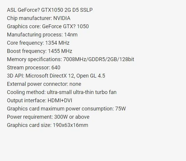 Новая Оригинальная ASL GT1050 SSLP видеокарта 2G GDDR5 128 бит видеокарты для nVIDIA Geforce GT 1050 Hdmi Dvi игры