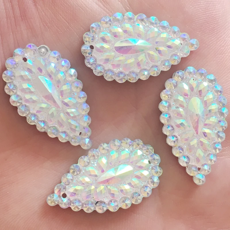 DIY 20 шт 16 мм * 28 AB из смолы в виде капли воды плоские стразы свадебные 2 отверстия