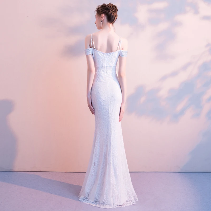 Женское длинное кружевное платье подружки невесты на тонких бретельках|Платья