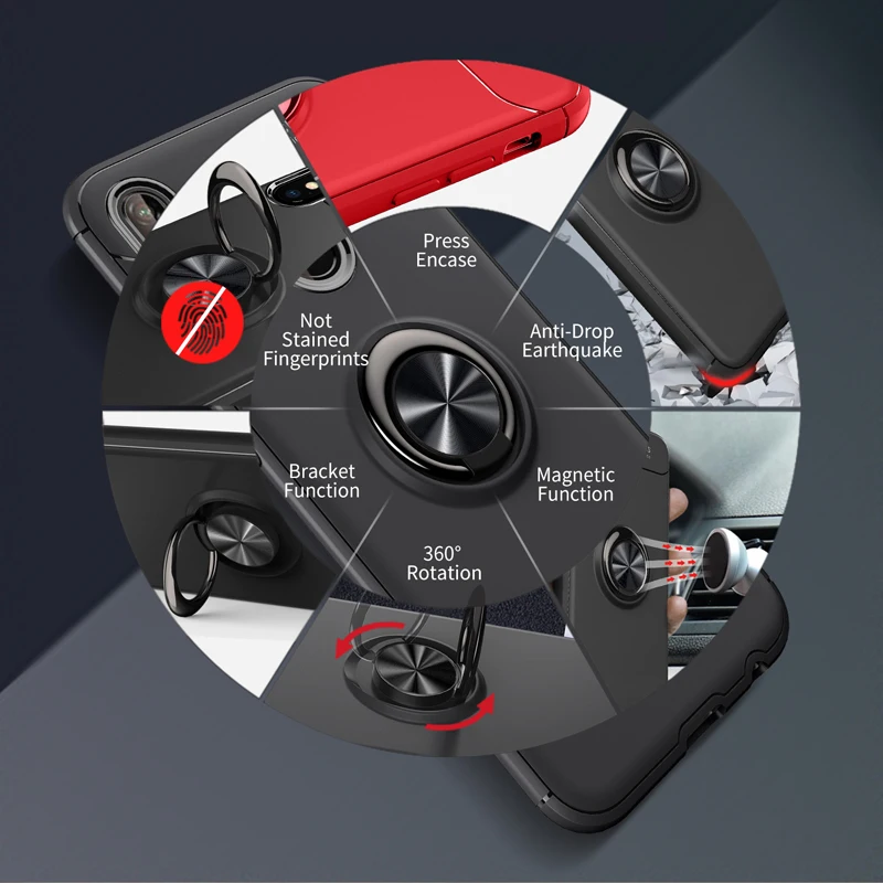 Чехол для Huawei Honor Play роскошный Магнитный кольцевой кронштейн на полный чехол