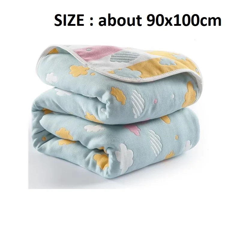 blue cloud90x100cm Многофункциональное детское одеяло, шестислойное Хлопковое одеяло, Пеленальное Одеяло для новорожденных, дышащее влажное одеяло для сна, диванное одеяло для отдыха покрывало для сна - Цвет: blue cloud90x100cm