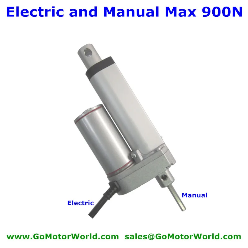 

12V 100mm 4inch adjustable stroke 900N 198LBS load 6mm/s speed both Electric and Manual fuction heavy duty linear actuator LA10M