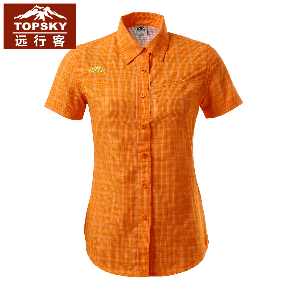 Topsky quick-drying breathable short sleeve lapel running T shirts coolmax slim cut women blouse chinlon hiking T-shirt camping | Спорт и