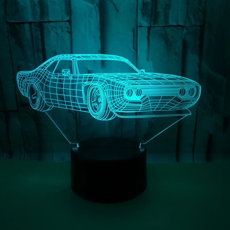 Акриловые 3D автомобиля визуализации Оптические иллюзии лампа 7 цветов Изменение Настольная лампа USB светодиодный сенсорный домашний декор ночной Светильник