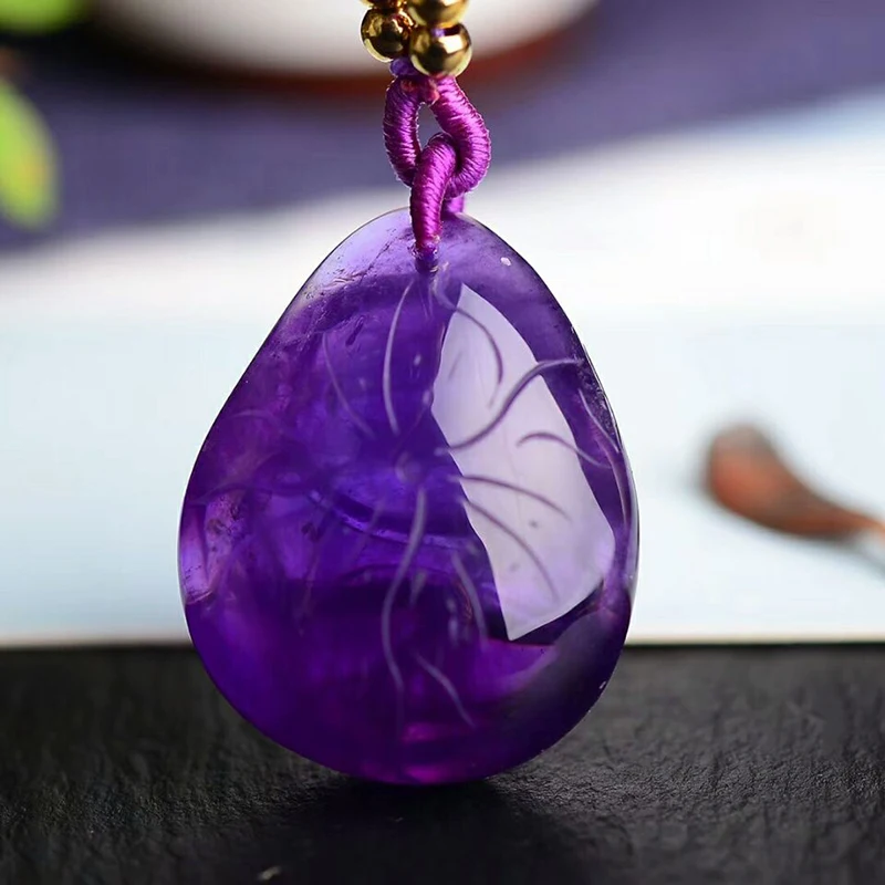 Оптовая торговля фиолетовый натуральный кристалл кулон ручной работы Смеющийся