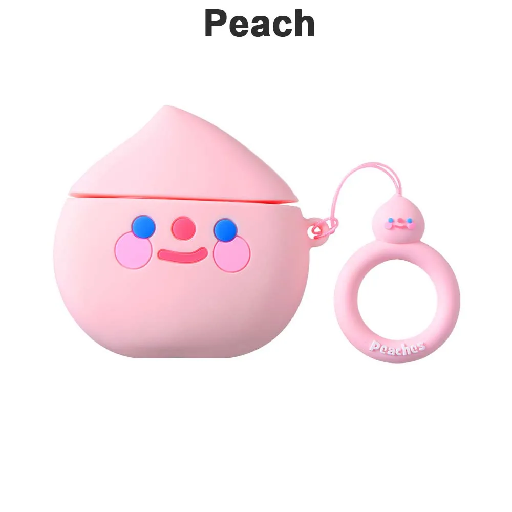 Peach 1 шт. милые Мультяшные фрукты Силиконовый чехол авокадо персик Клубника Защитный для Apple AirPods 1/2 Apple аксессуары для наушников - Цвет: Peach