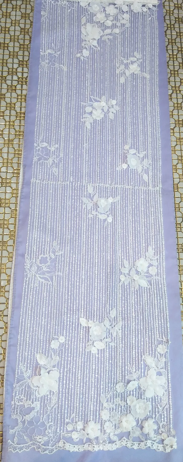 Оптовая африканские Кружево Ткань с бисером 3D аппликация белый французский