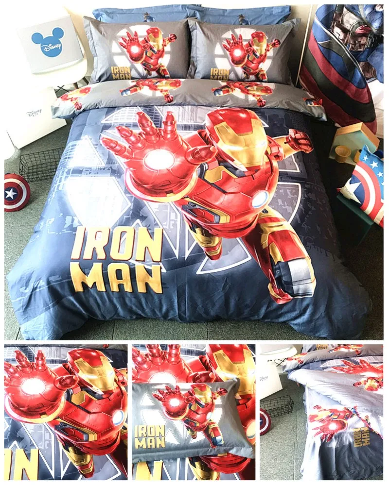 3D одеяло marvel, Капитан Америка, набор пододеяльников для мальчиков, с рисунком из мультфильма, декор из египетского хлопка, постельное белье queen, 3-4 шт