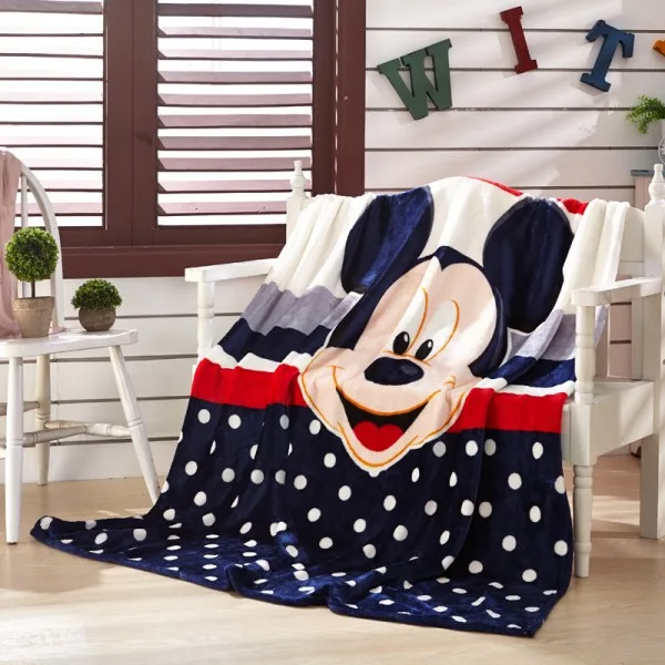 Navy Blue Mickey Мягкое фланелевое одеяло для девочек с изображением Диснея, розового цвета, Минни, Микки Мауса, детский диван на кровать, 150X200 см, детский подарок - Цвет: Navy Blue Mickey