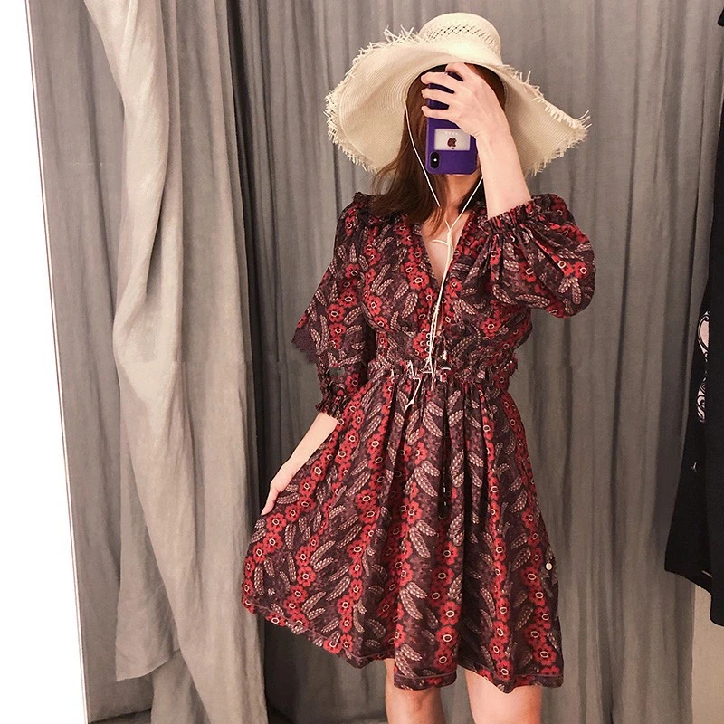 Женское подиумное платье ZIM дизайнерское винтажное с цветочным принтом и