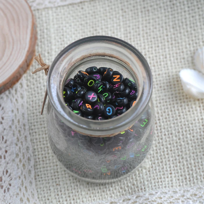 Handmade DIY Round Alphabet Letter Beads Acrylic Spacer for Jewelry Making Loom Band Bracelets 200 pcs YKL0114X | Украшения и