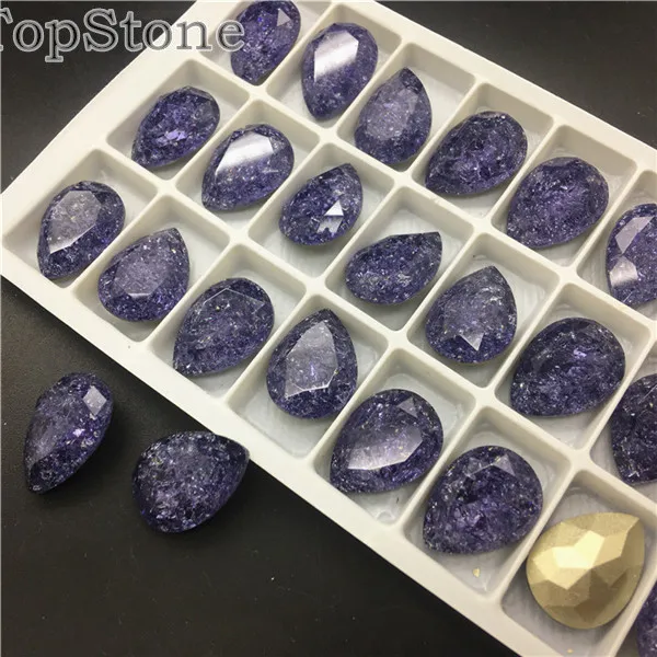 539IC Tanzanite TopStone K9 Ледяной цветок 10x14 13x18 мм стеклянный кристалл в форме слезы необычный Камень Pointback капли Стразы ювелирные изделия бусины без отверстий смешанные - Цвет: 539IC Tanzanite