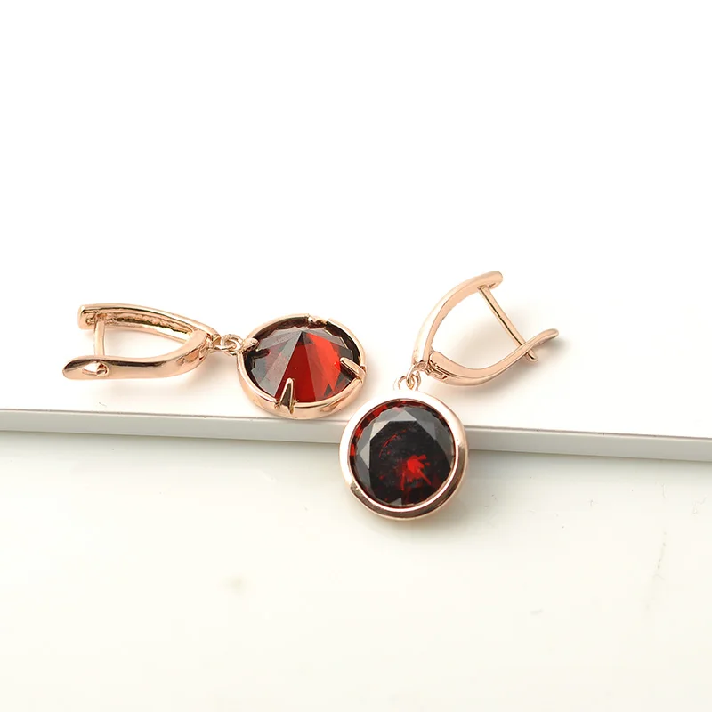 Женские серьги с круглым кристаллом ishowell корейские из розового золота 585 пробы