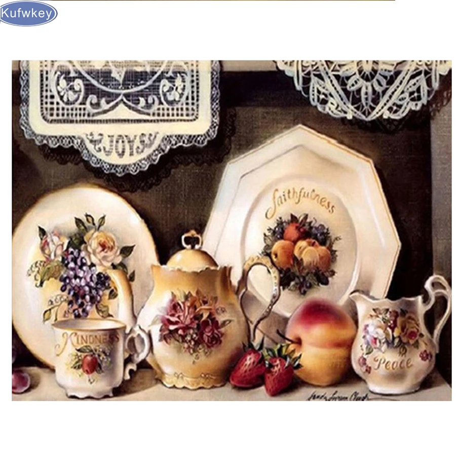 Кухня фарфор DIY Алмазная вышивка рукоделие Квадратные 3D алмазная живопись модный