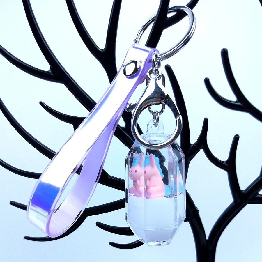 Плавающие милые животные Единорог блеск звезда зыбучий песок брелок акриловый