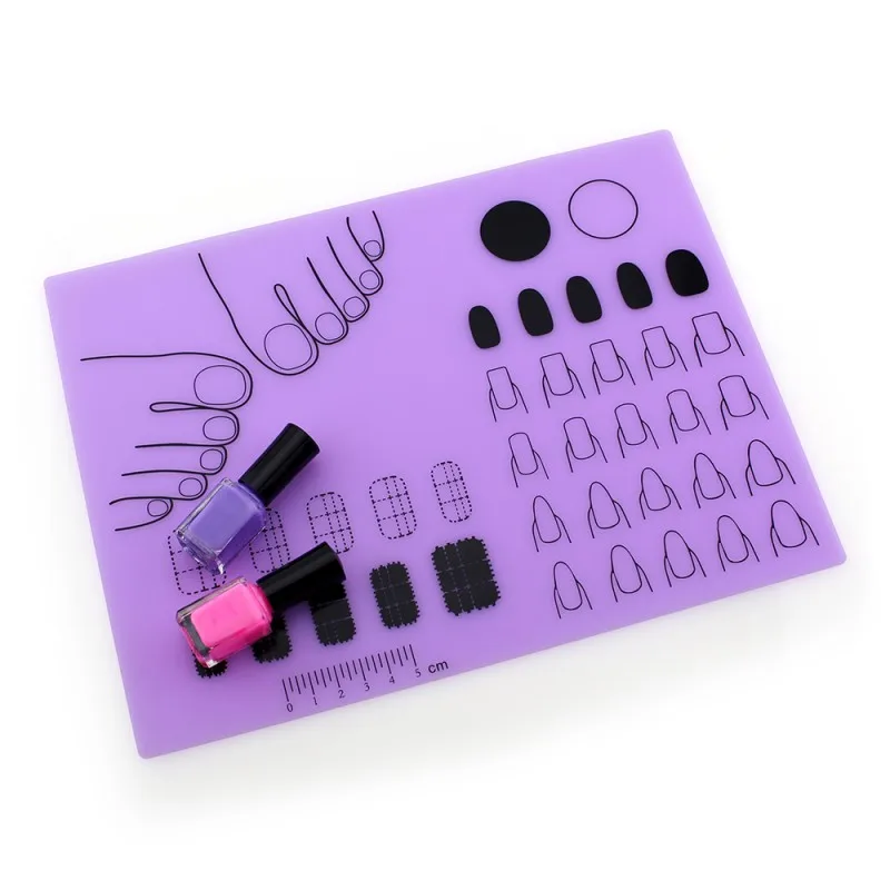 Purple Горячая Распродажа, силиконовая подушка, держатель для рук, для маникюра, салона, для практики, подушка, кружевная, настольная, моющаяся, коврик, складной, моющийся, Маникюрный Инструмент - Цвет: Purple
