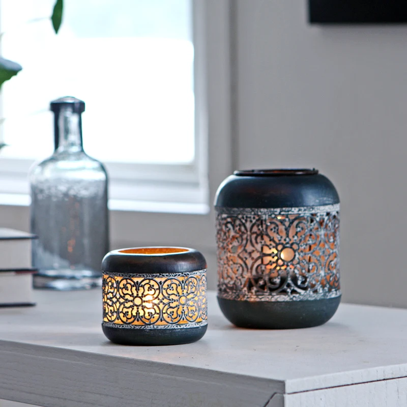 Индивидуальный Железный подсвечник в марокканском стиле ретро черный