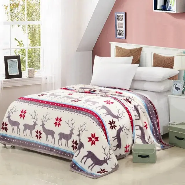 

drop ship Deer Elk Christmas blanket Coral fleece winter thick warm soft carpet sofa bed throw Blanket Travel Plaids bedspread
