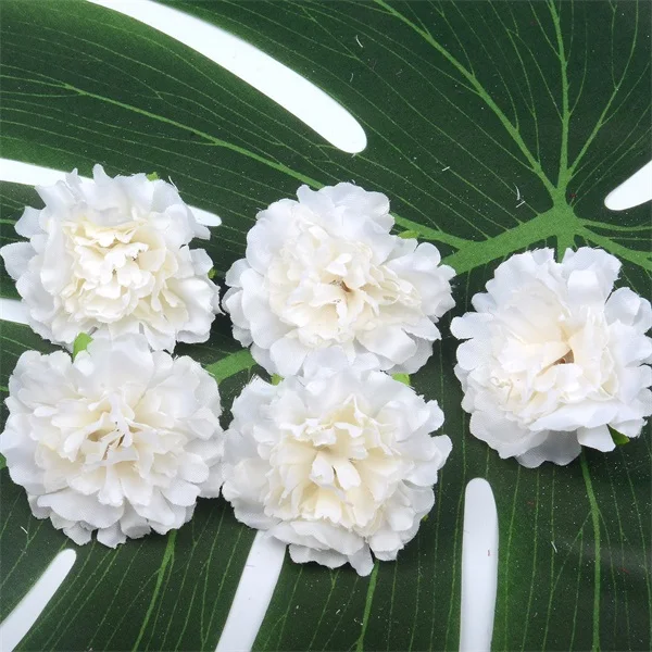 Milk white 10 шт. 5 см Гвоздика искусственная шелковая Цветочная головка для Свадьбы вечерние украшения дома Скрапбукинг Рождественские дешевые искусственные цветы - Цвет: Milk white