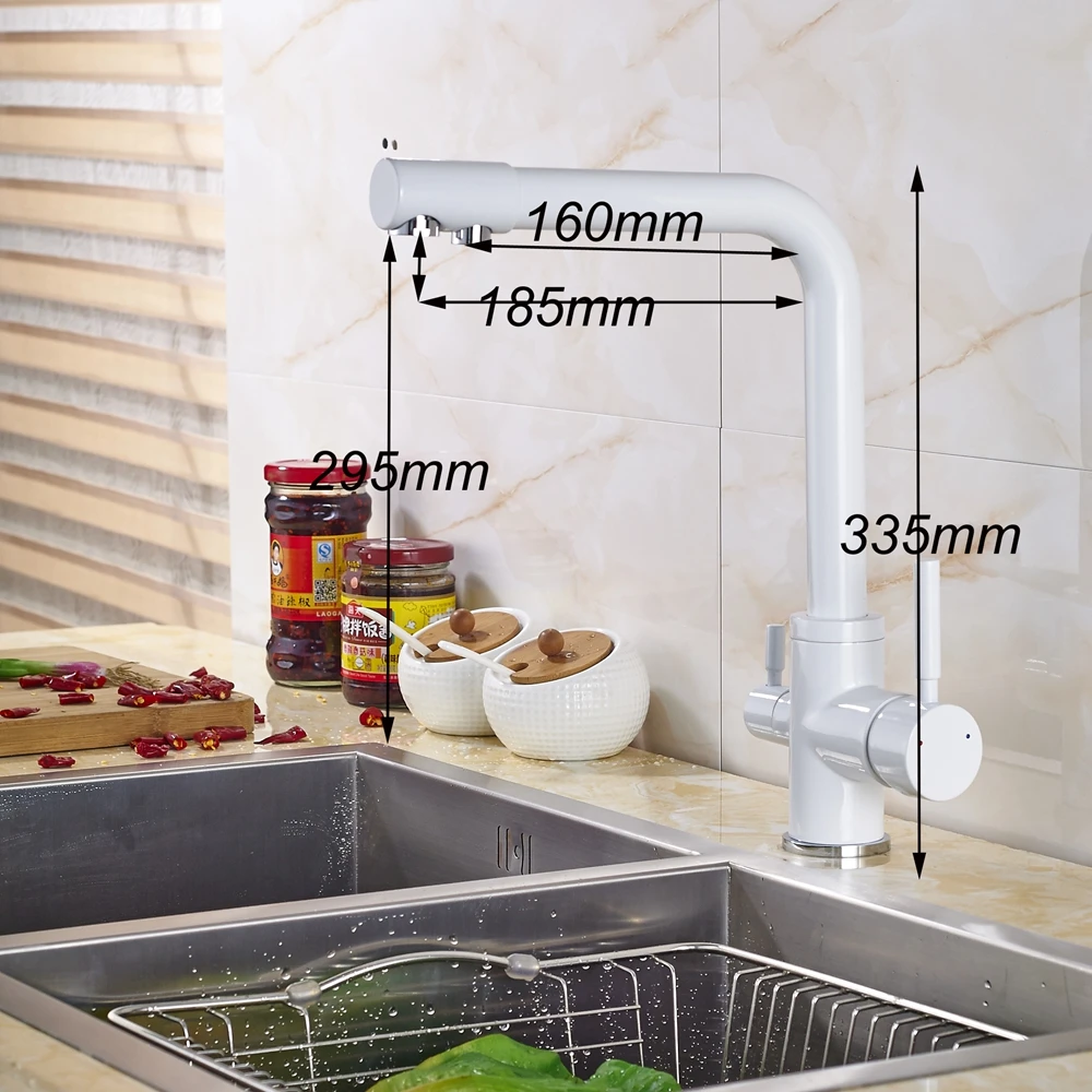 Смеситель кухонный из твердой латуни с двумя ручками и одним отверстием|brass