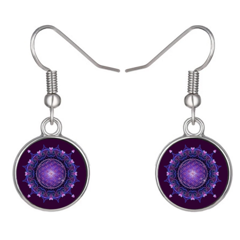 Женские серьги подвески TAFREE 2017 Винтажные Инь Янь Тай мандала цветок жизни